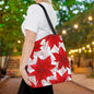 Crimson Poinsettia Sketch Canvas Tote Bag