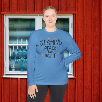 Hanukkah Wishing Peace & Light 3 Adult Long Sleeve Tee