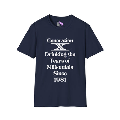 GenX Drinking Millennial Tears Adult T-shirt