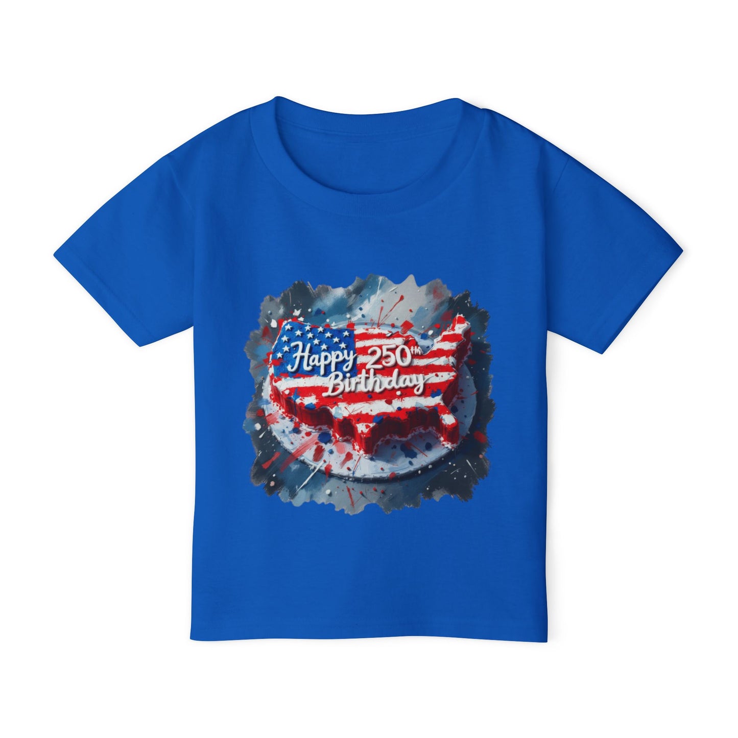 America-Shaped Happy 250th Birthday Cake Heavy Cotton™ Toddler T-shirt