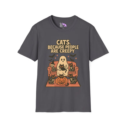 Cats, Because People Are Creepy (Halloween) Adult T-shirt