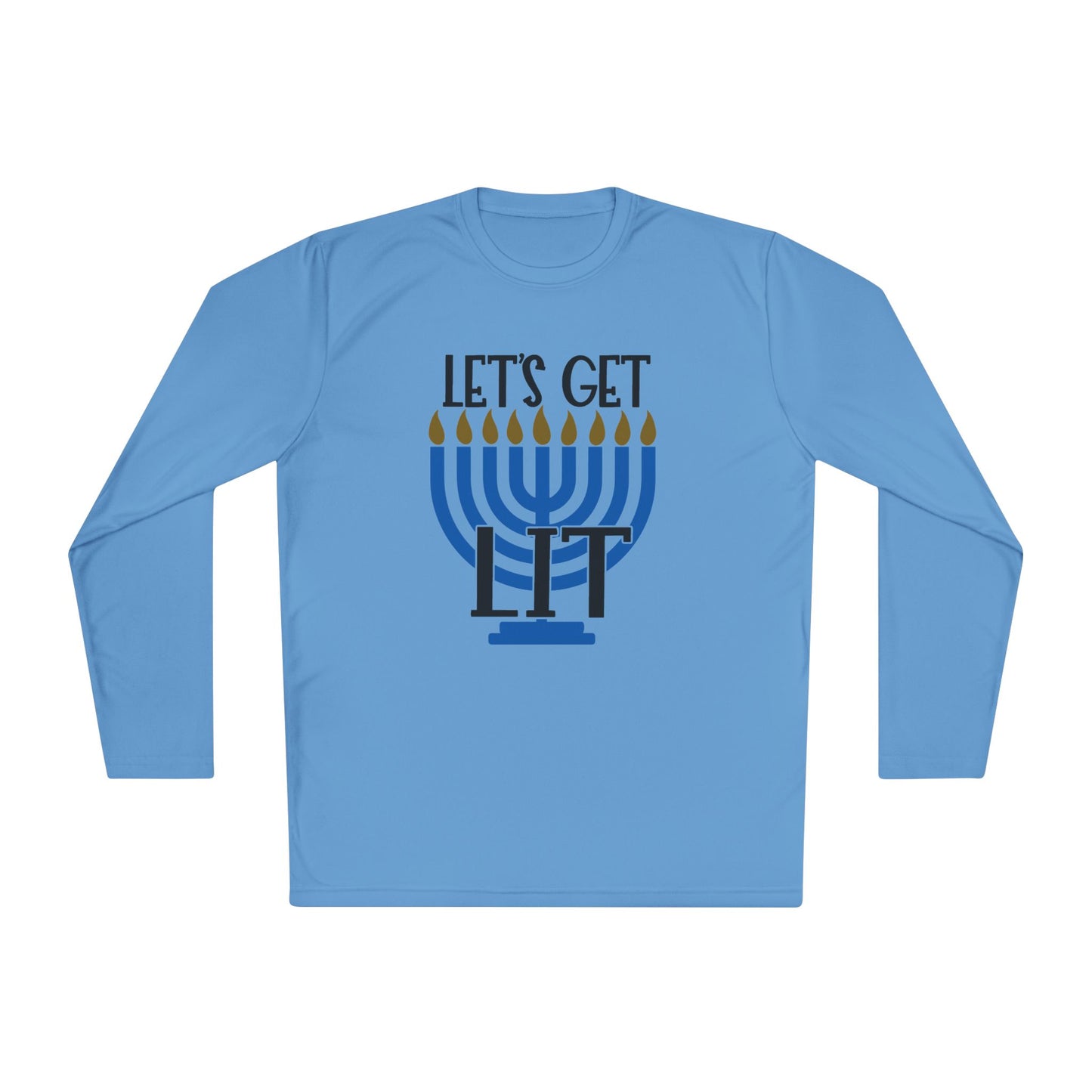 Lets Get Lit Menorah Adult Long Sleeve Tee