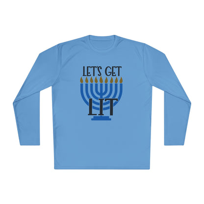 Lets Get Lit Menorah Adult Long Sleeve Tee