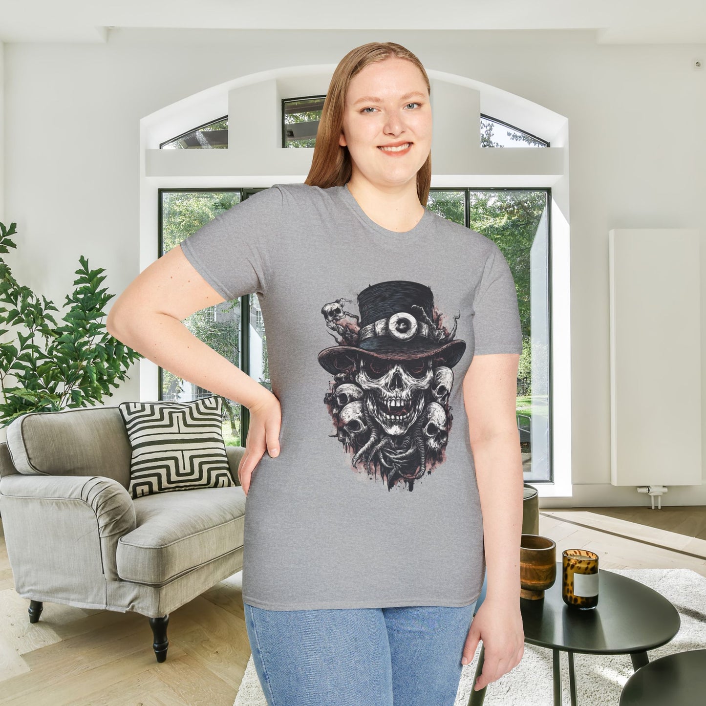 Creepy Skulls w/Top Hat Adult T-shirt