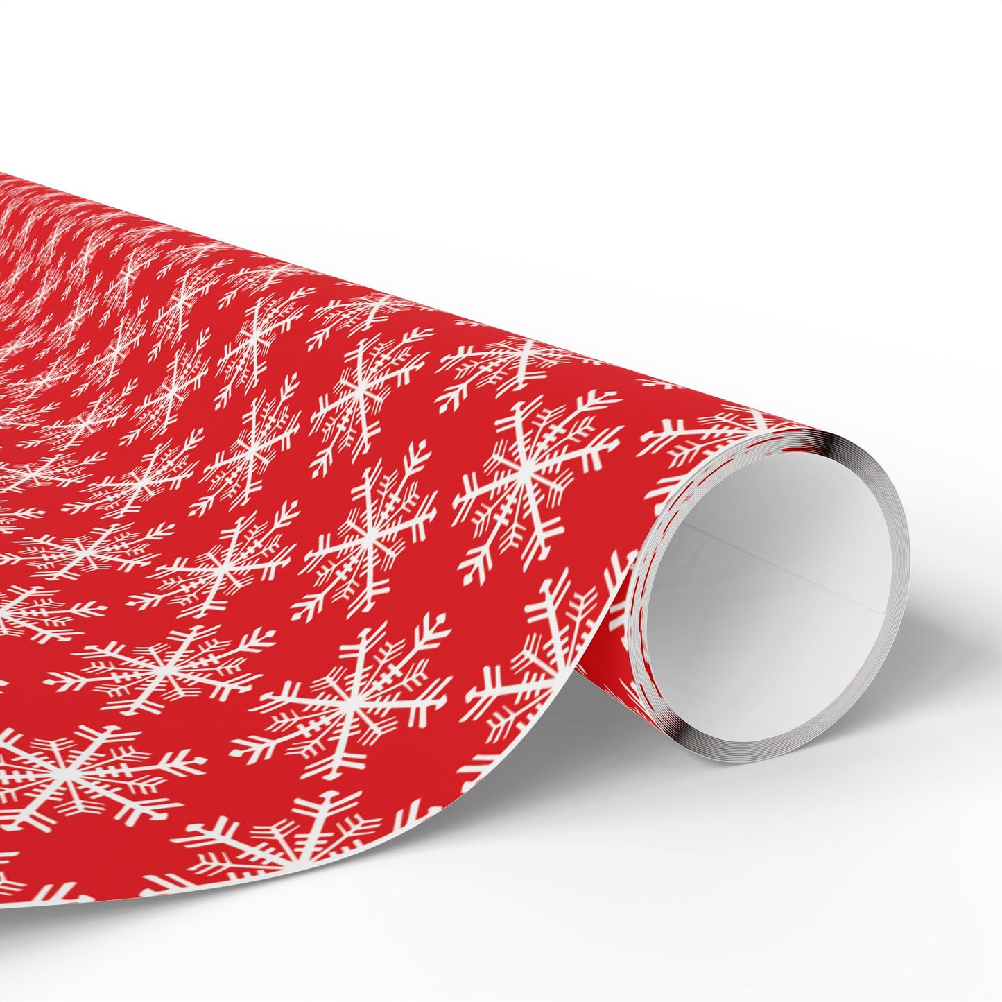 Snowfall on Red Wrapping Paper