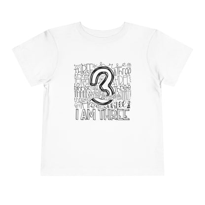 I Am Three Typography Toddler Tee