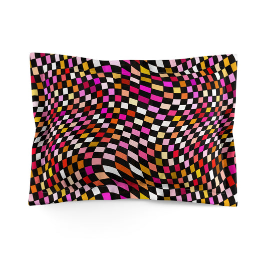 Warped Red Checkered Microfiber Pillow Sham