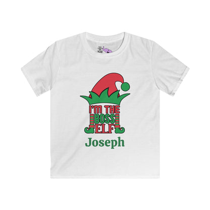 I'm The Boss Elf Personalized Youth Softstyle Tee