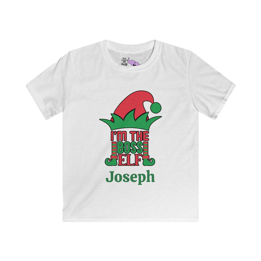 I'm The Boss Elf Personalized Youth Softstyle Tee