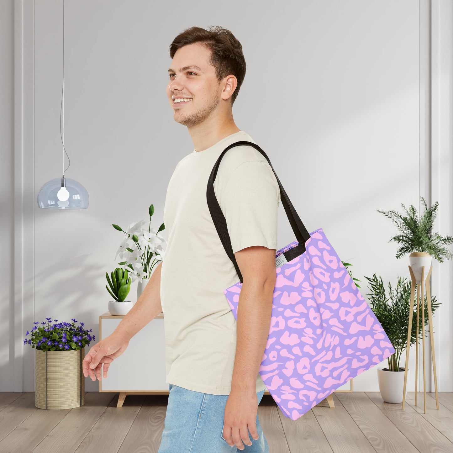 Cotton Candy Cheetah Print Canvas Tote Bag
