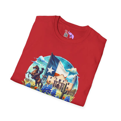 Texas Cowboy, Alamo, & Bluebonnets Adult T-shirt