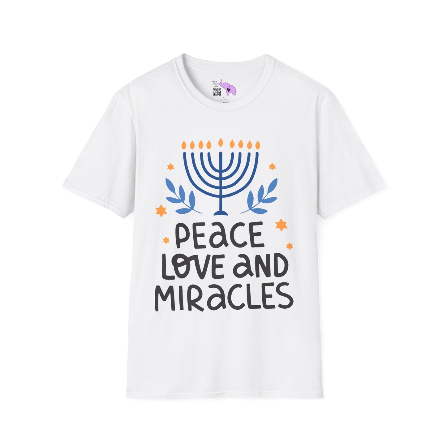 Hanukkah Peace Love & Miracles 1 Adult T-shirt