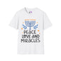 Hanukkah Peace Love & Miracles 1 Adult T-shirt