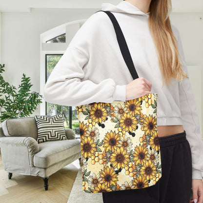 Honeycombs & Sunflowers Canvas Tote Bag