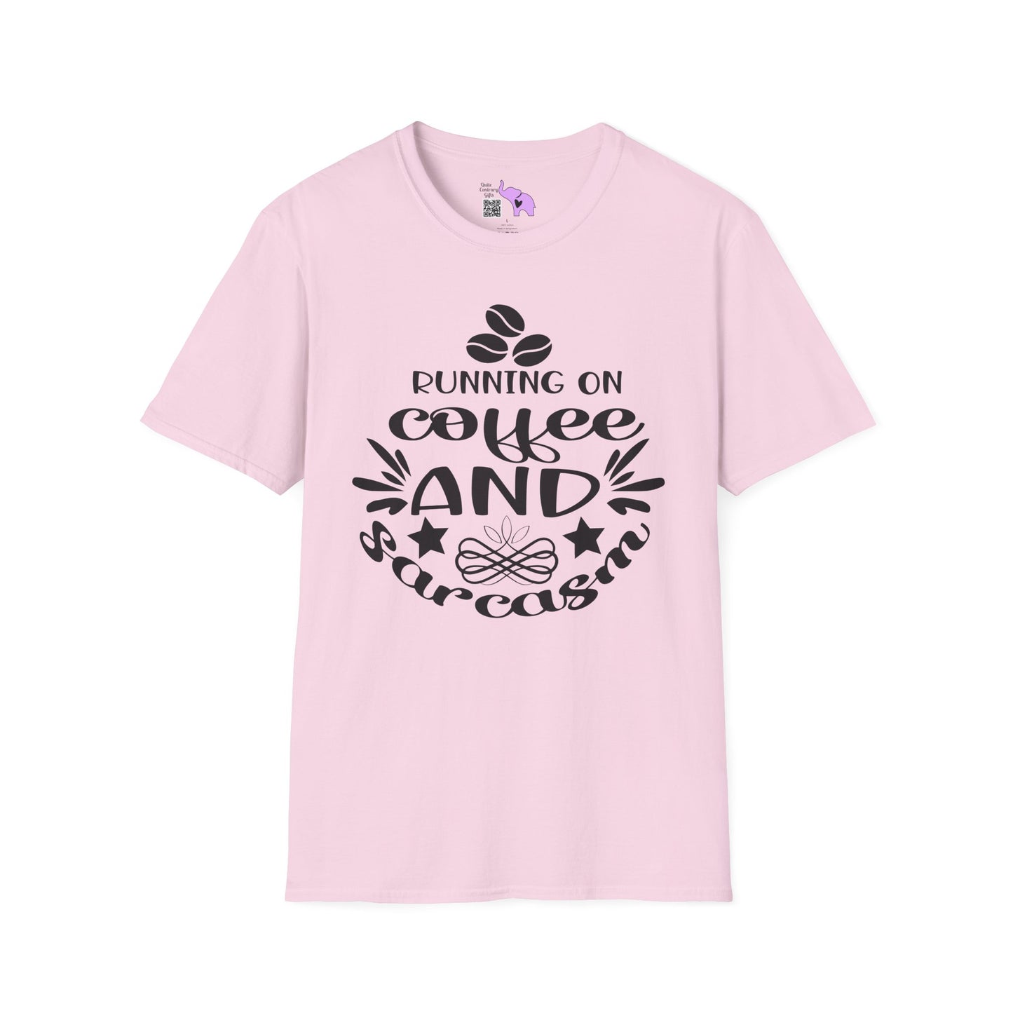 Running On Coffee And Sarcasm Adult T-shirt