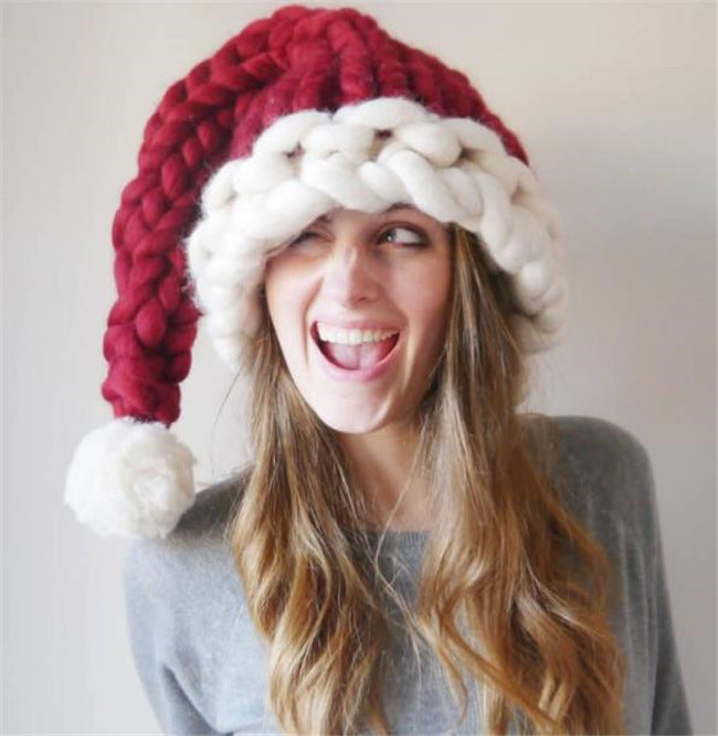 Christmas Plush Knitted Hat With Pompom for Men, Women, & Children