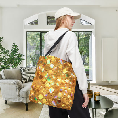 Golden Prism Grid Canvas Tote Bag