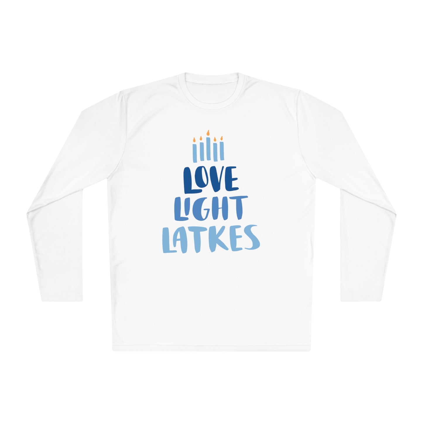 Hanukkah Love Light Latkes Adult Long Sleeve Tee