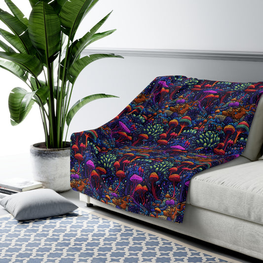 Trippy Mushrooms Fleece Blanket