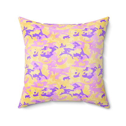 Peach Sorbet Camo Throw Pillow