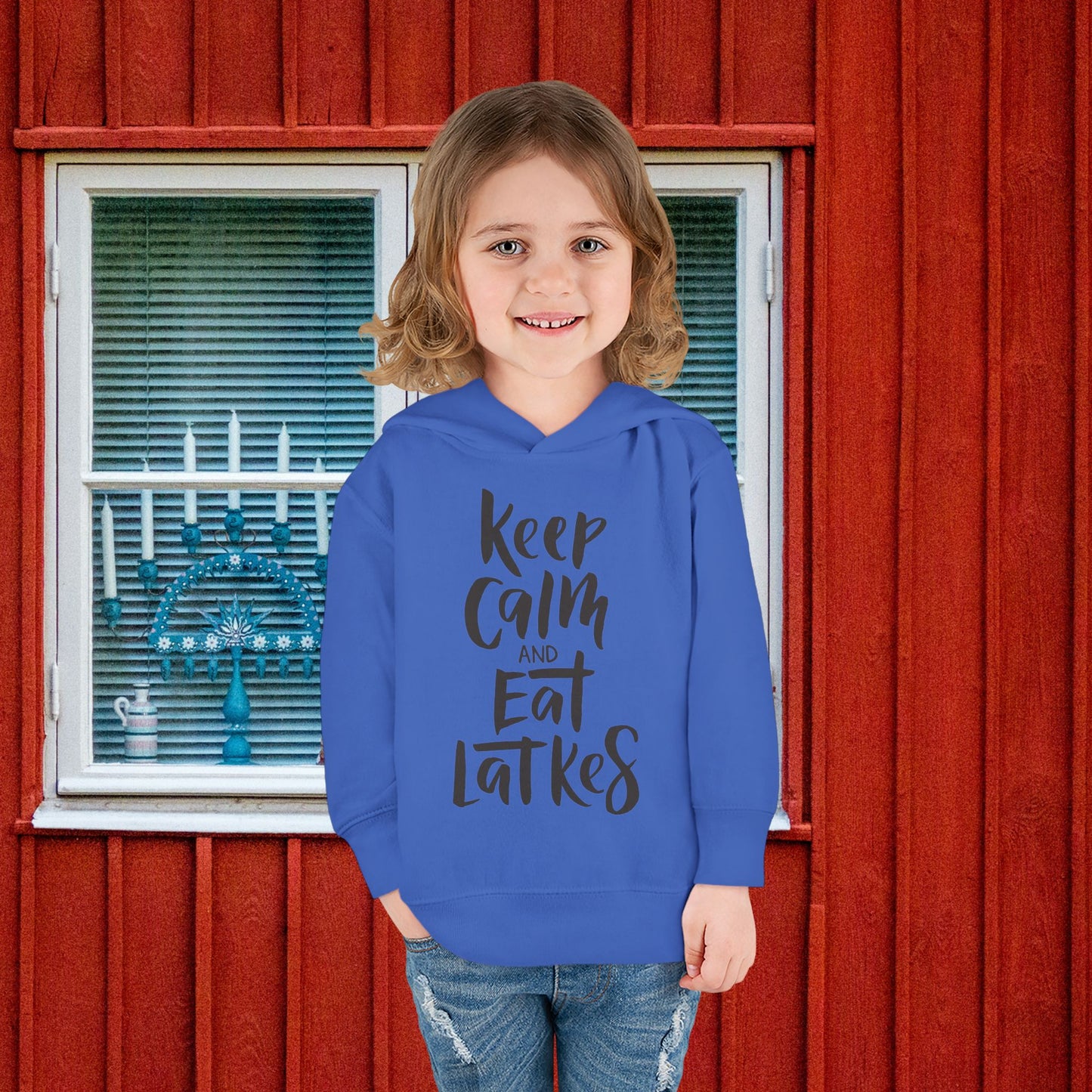 Keep Calm & Eat Latkes Toddler Pullover Fleece Hoodie
