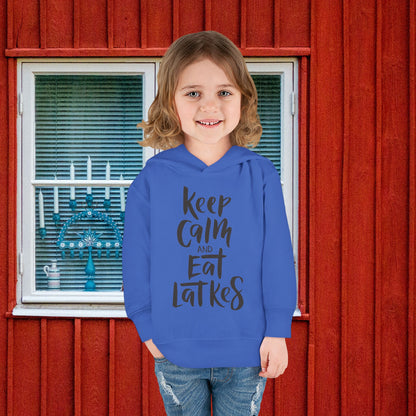 Keep Calm & Eat Latkes Toddler Pullover Fleece Hoodie
