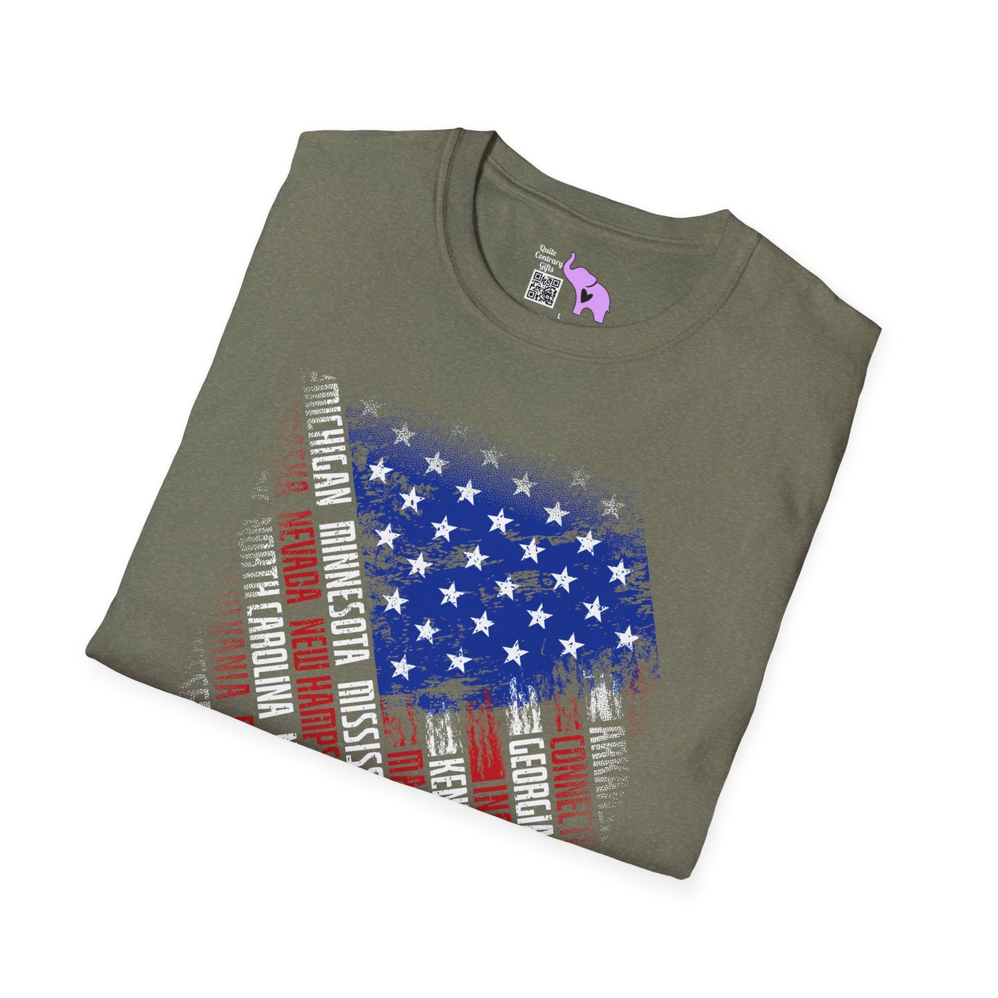 American Flag w/State Names Adult T-Shirt