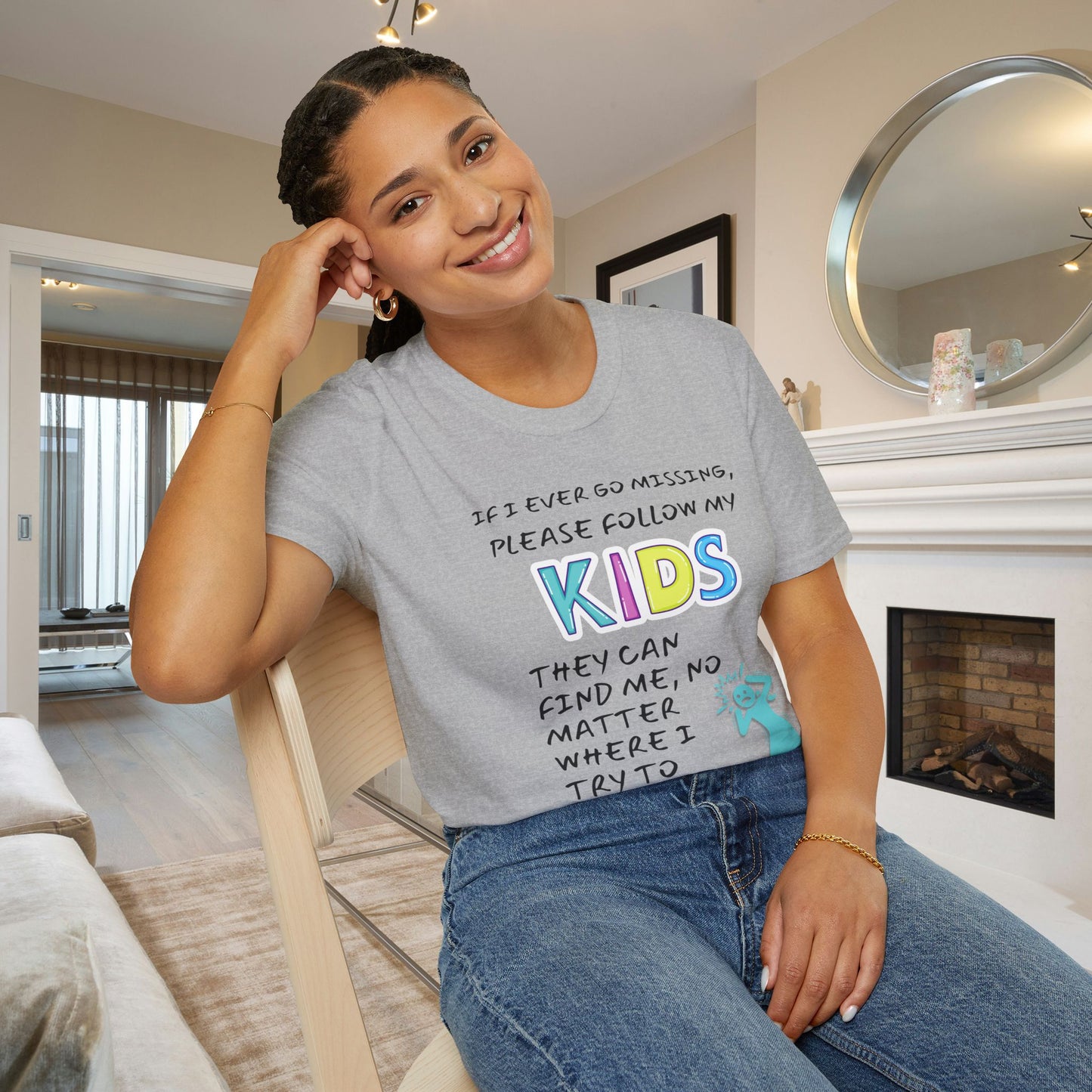 If I Go Missing Follow My Kids... Adult T-shirt