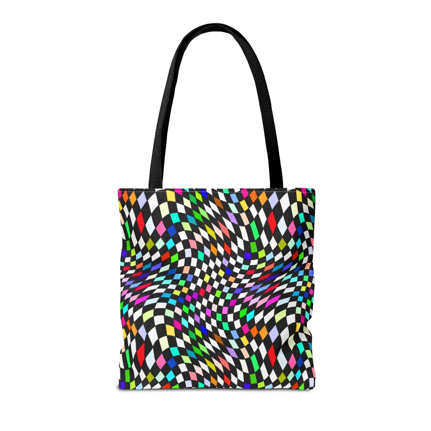 Warped Colorful Checkered Canvas Tote Bag