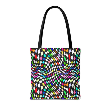 Warped Colorful Checkered Canvas Tote Bag