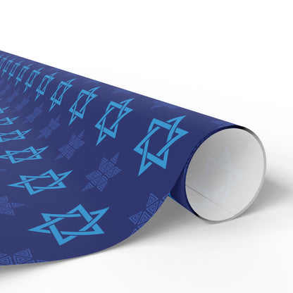 Star of David 3 Hanukkah Wrapping Paper