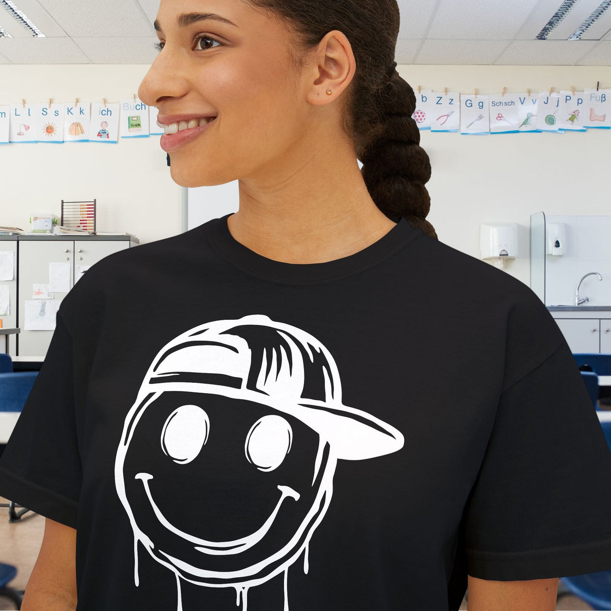 Melty Smiley Face w/Hat Women's Boxy Tee