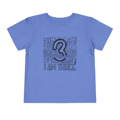 I Am Three Typography Toddler Tee
