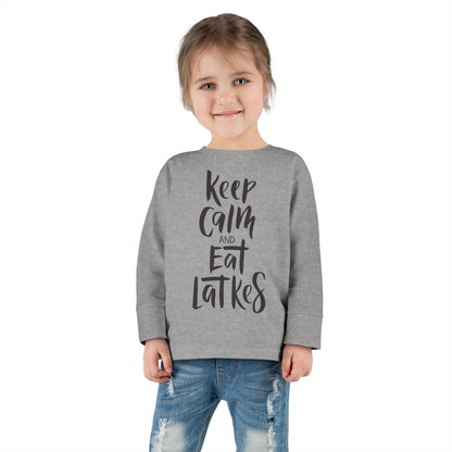 Keep Calm & Eat Latkes Toddler Long Sleeve Tee