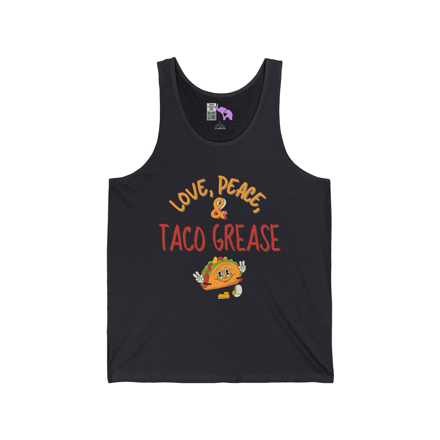 Love, Peace, & Taco Grease Unisex Jersey Tank