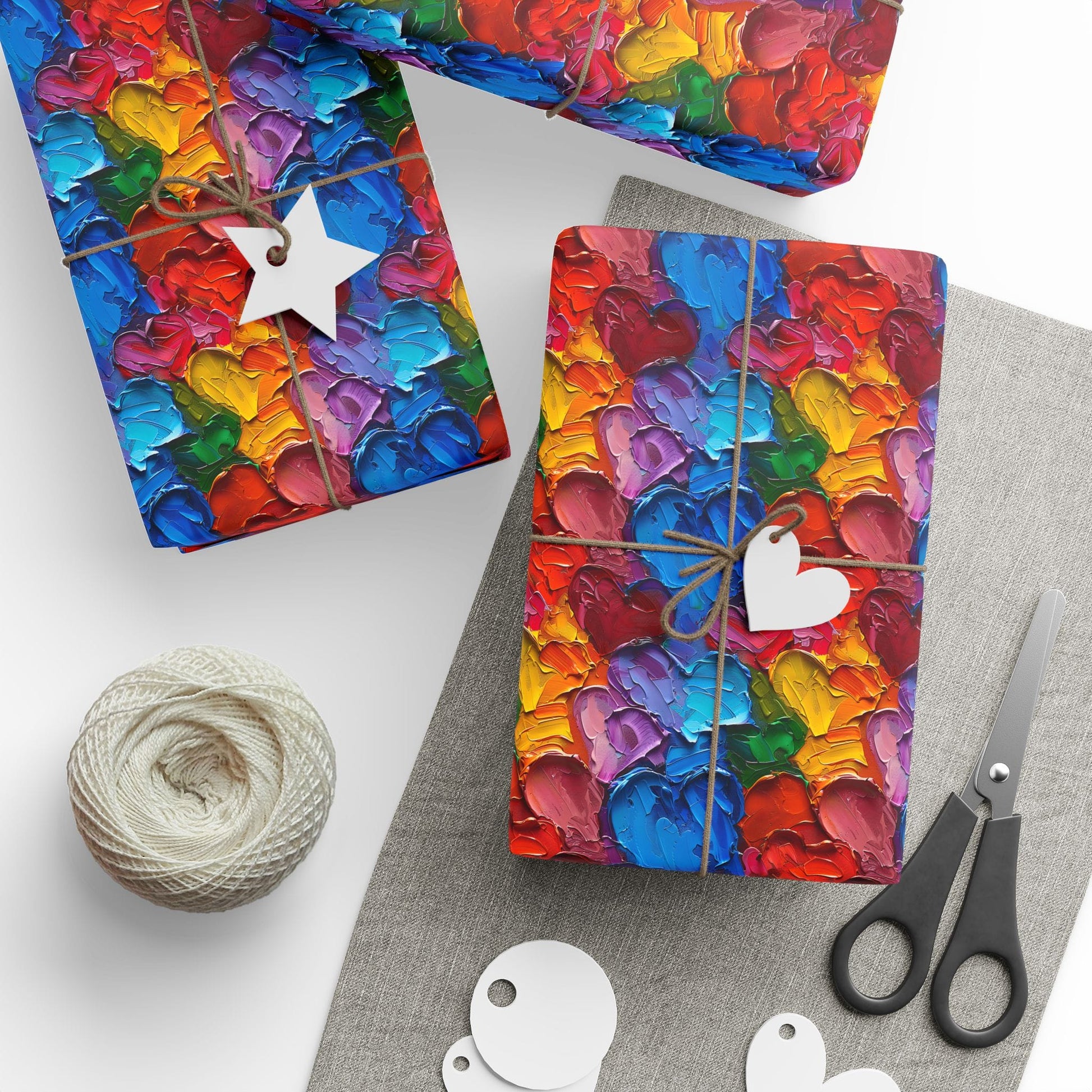Palette Knife Hearts Wrapping Paper