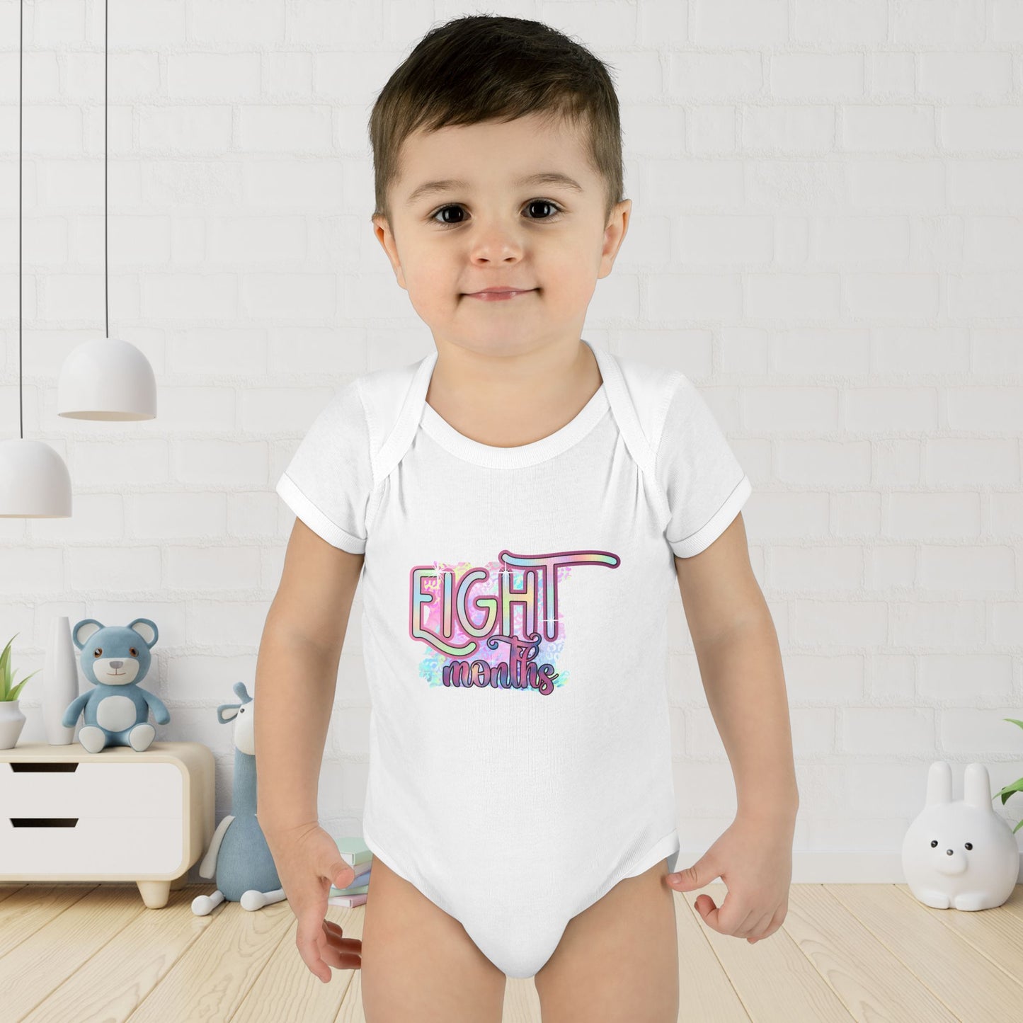 Pastel Wild One Milestone Baby Bodysuit-Eight Months