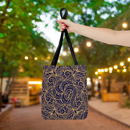 Golden Midnight Radiance Mandala Canvas Tote Bag