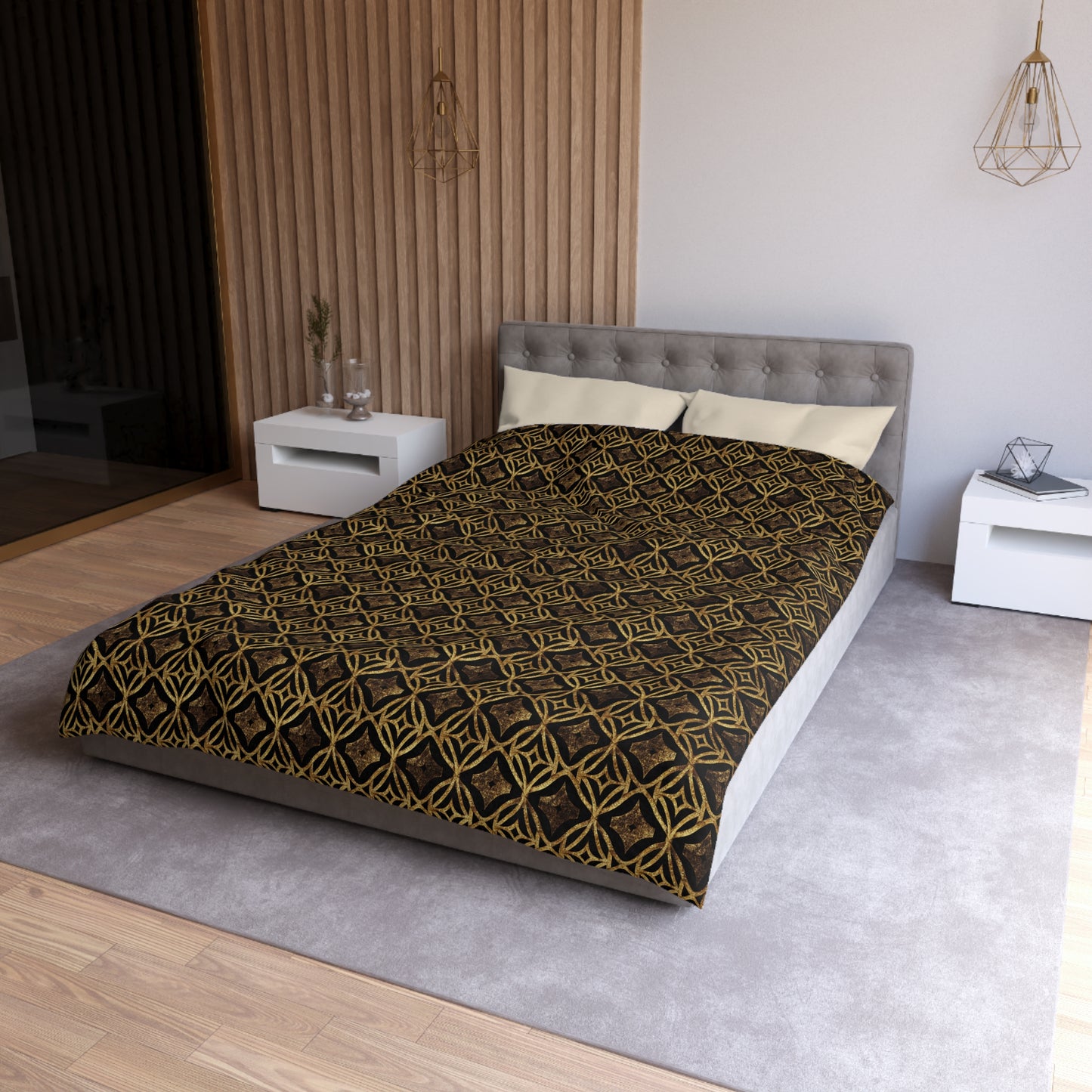 Golden Star Lattice Microfiber Duvet Cover