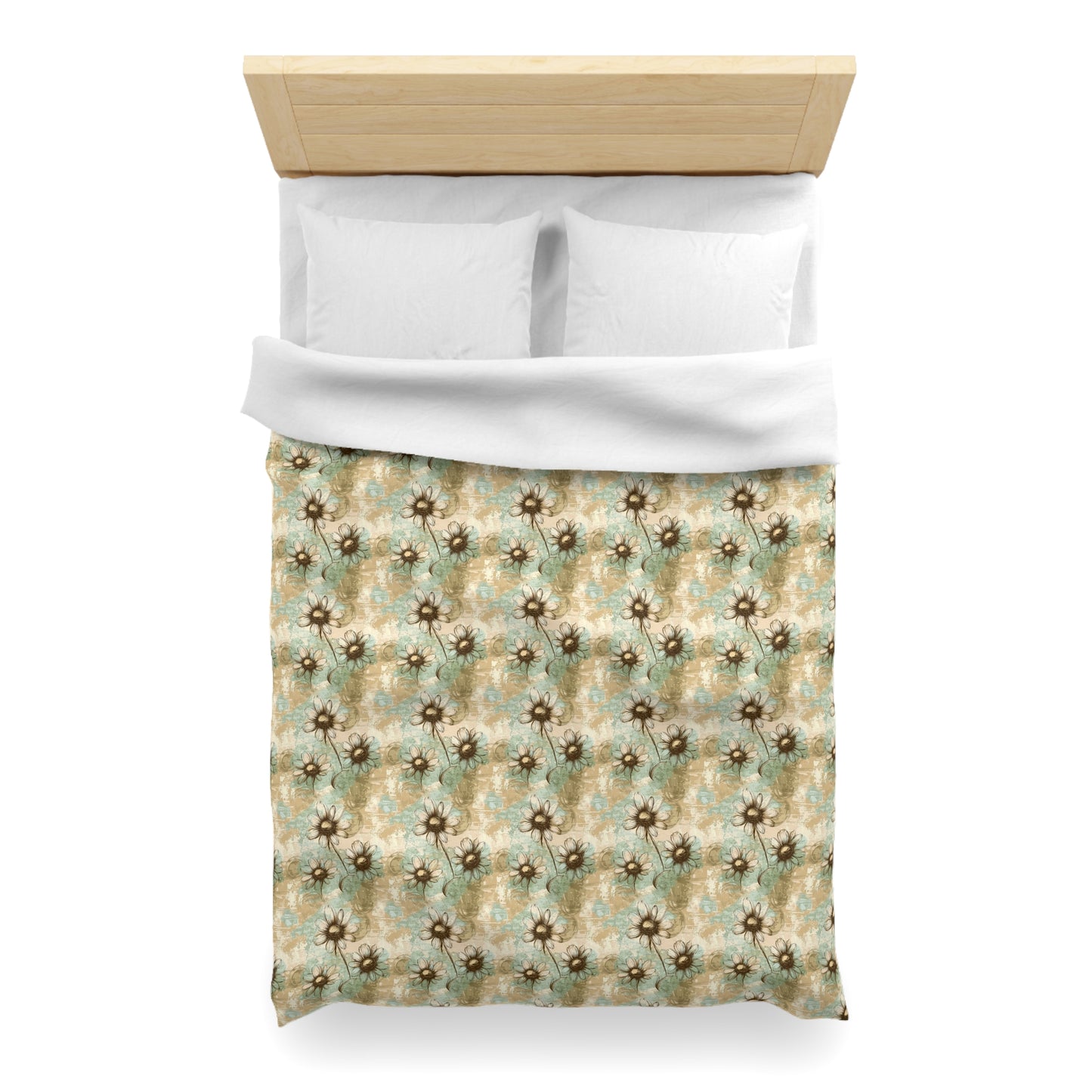 Worn Meadow Daisies Microfiber Duvet Cover