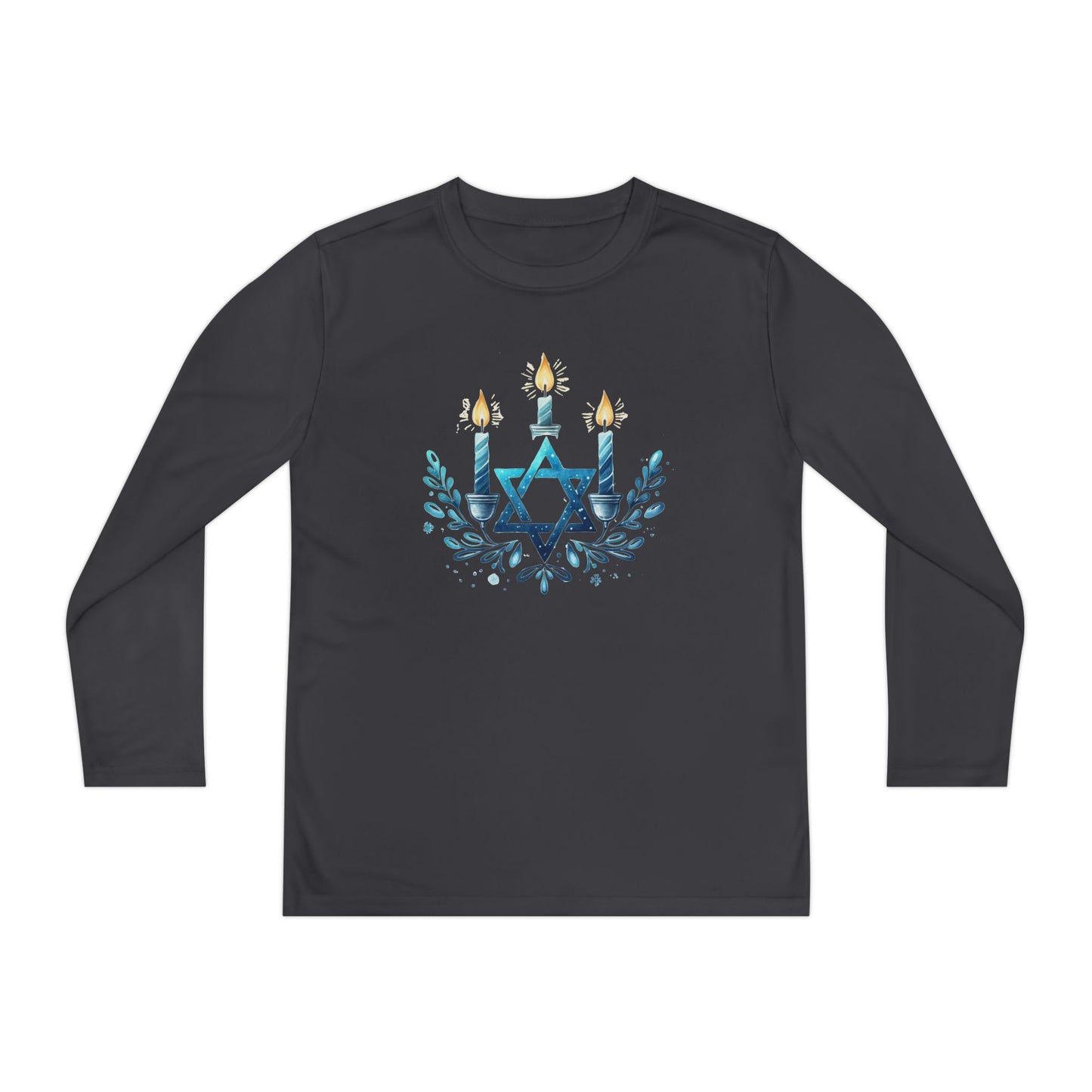 Star & Flame Hanukkah Youth Long Sleeve Tee