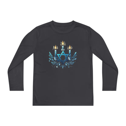 Star & Flame Hanukkah Youth Long Sleeve Tee