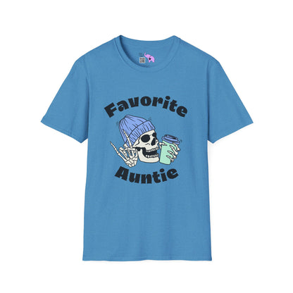 Favorite Auntie Skull Green/Blue Adult T-shirt