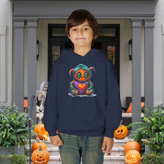 Patchwork Pumpkin Heart Youth Heavy Blend Hoodie
