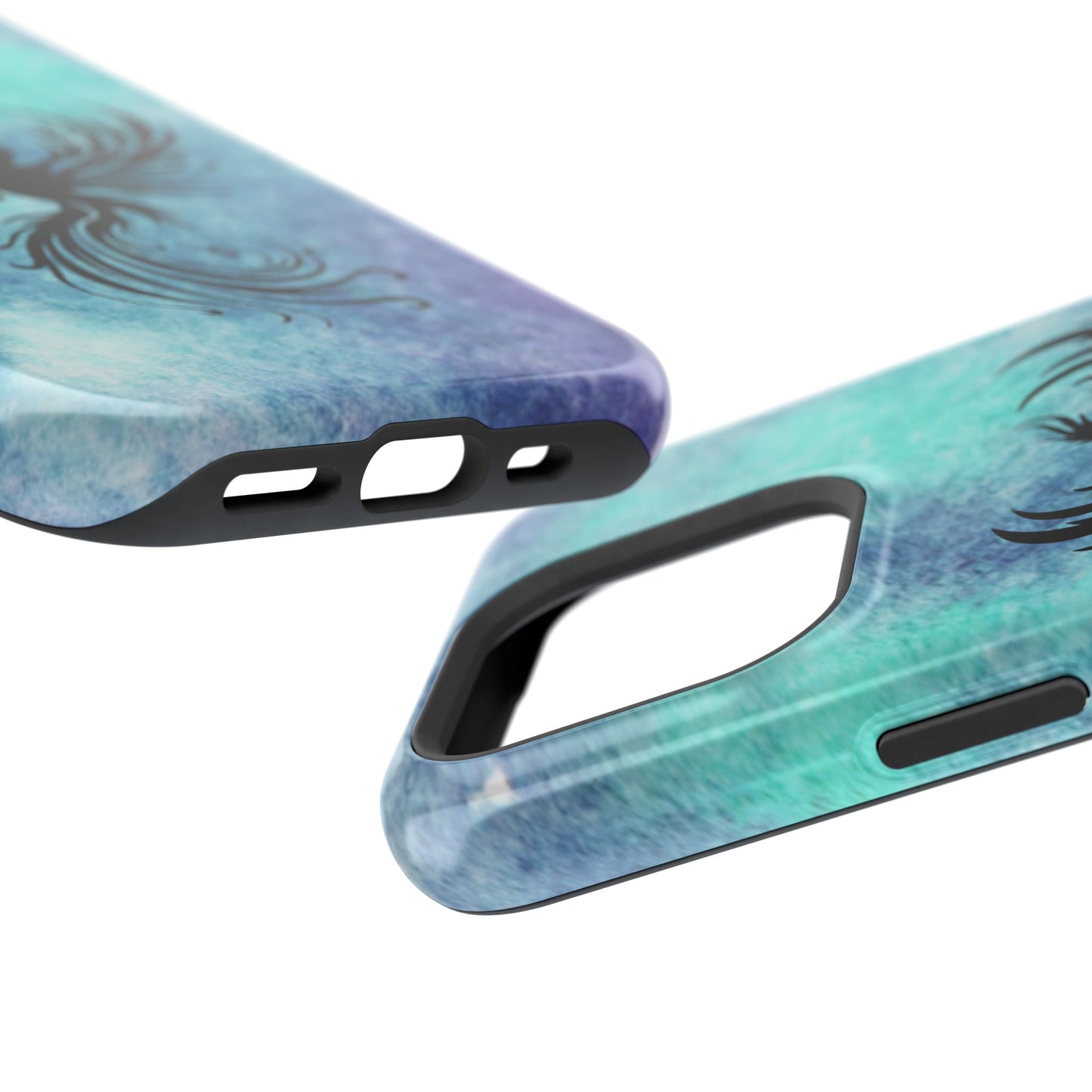 Phoenix Silhouette Over Teal Nebula MagSafe® Compatible Tough Case for iPhone