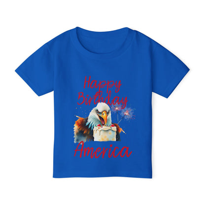 Happy Birthday America (Eagle Eating Cake) Heavy Cotton™ Toddler T-shirt