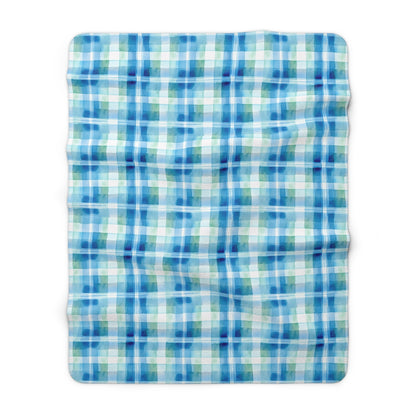 Ocean Sunset Plaid Sherpa Fleece Blanket