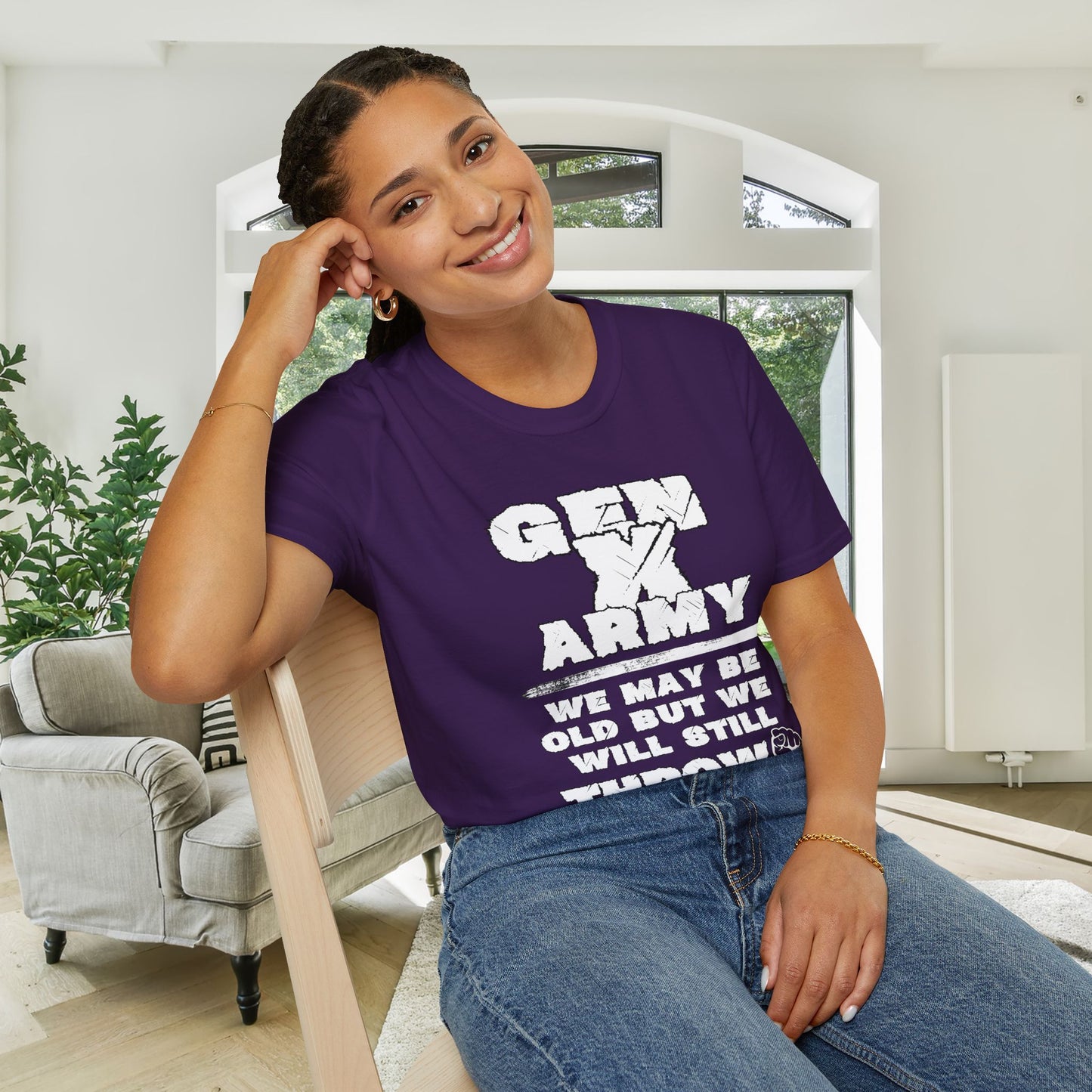 GenX Army We May Be Old But We Will Still Throw Hands Adult T-shirt