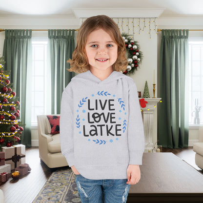 Hanukkah Live Love Latkes Toddler Pullover Fleece Hoodie