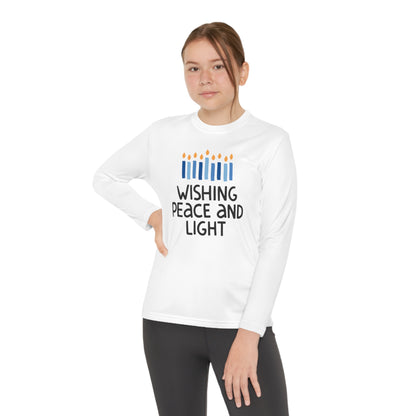 Hanukkah Wishing Peace & LIght Youth Long Sleeve Tee